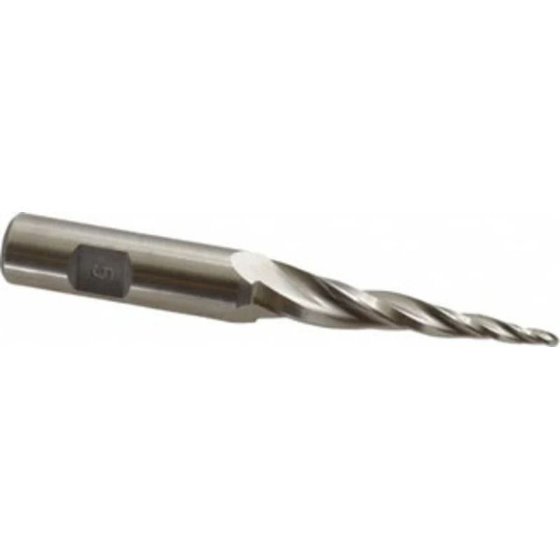 Made in USA 5 per Side 3/32 Small End Diam 2 LOC 3-Flute High Speed Steel Tapered Ball End Mill 1/2 Shank Diam, 3-7/8...